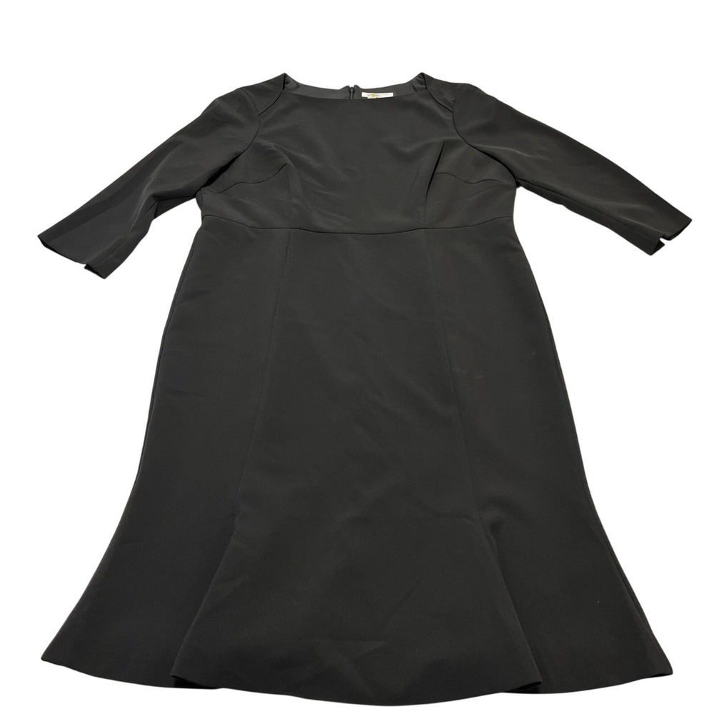 Boden Black Midi Dress with Three-Quarter Sleeves and Flared Hem - Picture 3 of 14